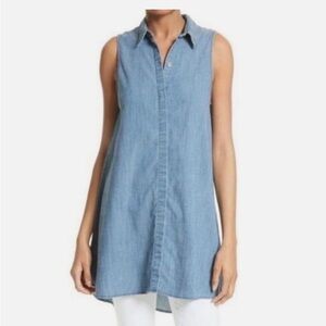 Alice + Olivia Anisa Chambray Flowy Sleeveless Button Down Tunic XS